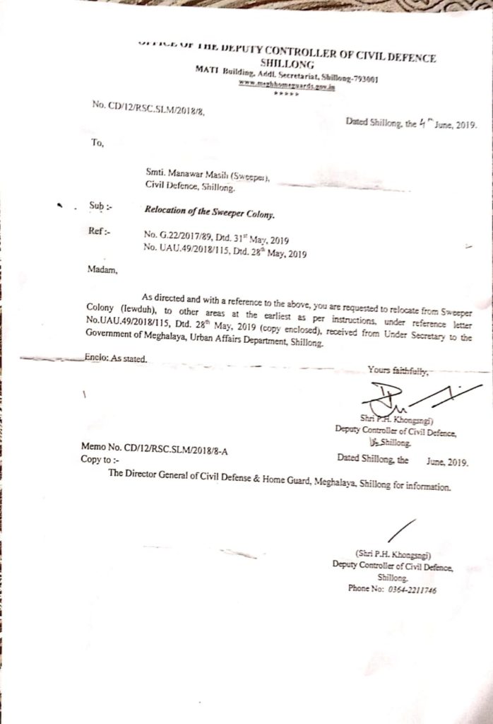 Eviction notice to a Christian resident in Shillong