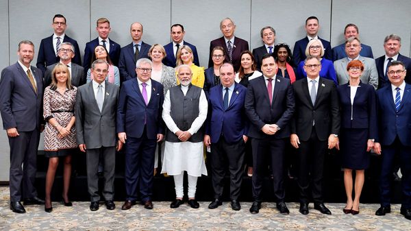 EU Members of Parliament with Indian PM Modi