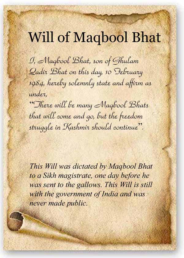 Maqbool Bhat Will
