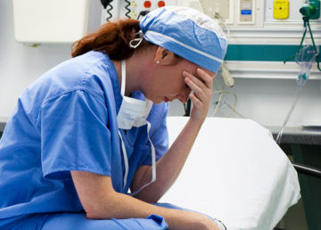 A tired doctor due to Covid19 work