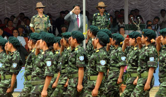 Issac Muivah saluting cadres