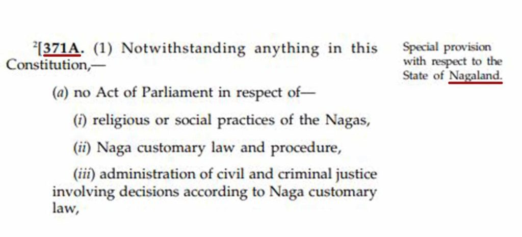 Nagaland Special provisions in Indian constitution