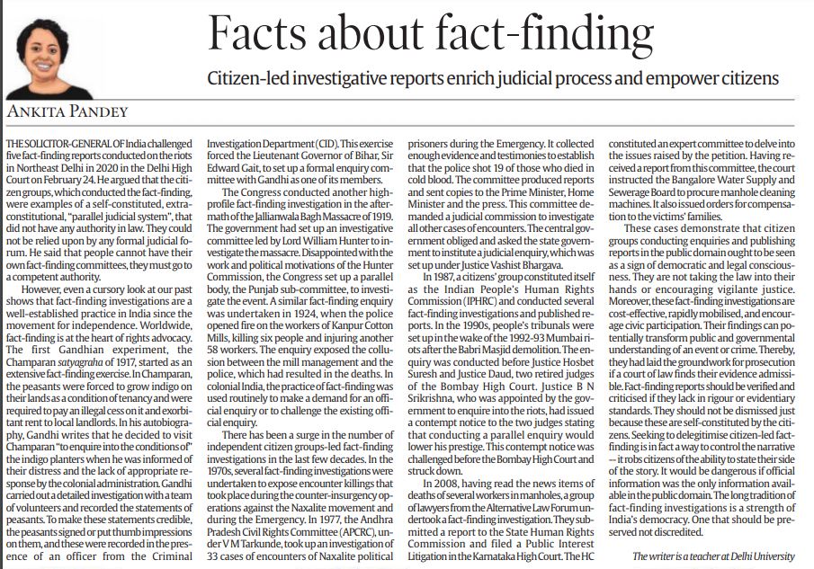 Facts about fact finding by Dr Ankita Pandey