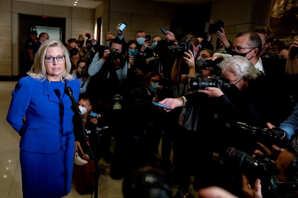 Liz Cheney after Republicans voted to remove her from leadership