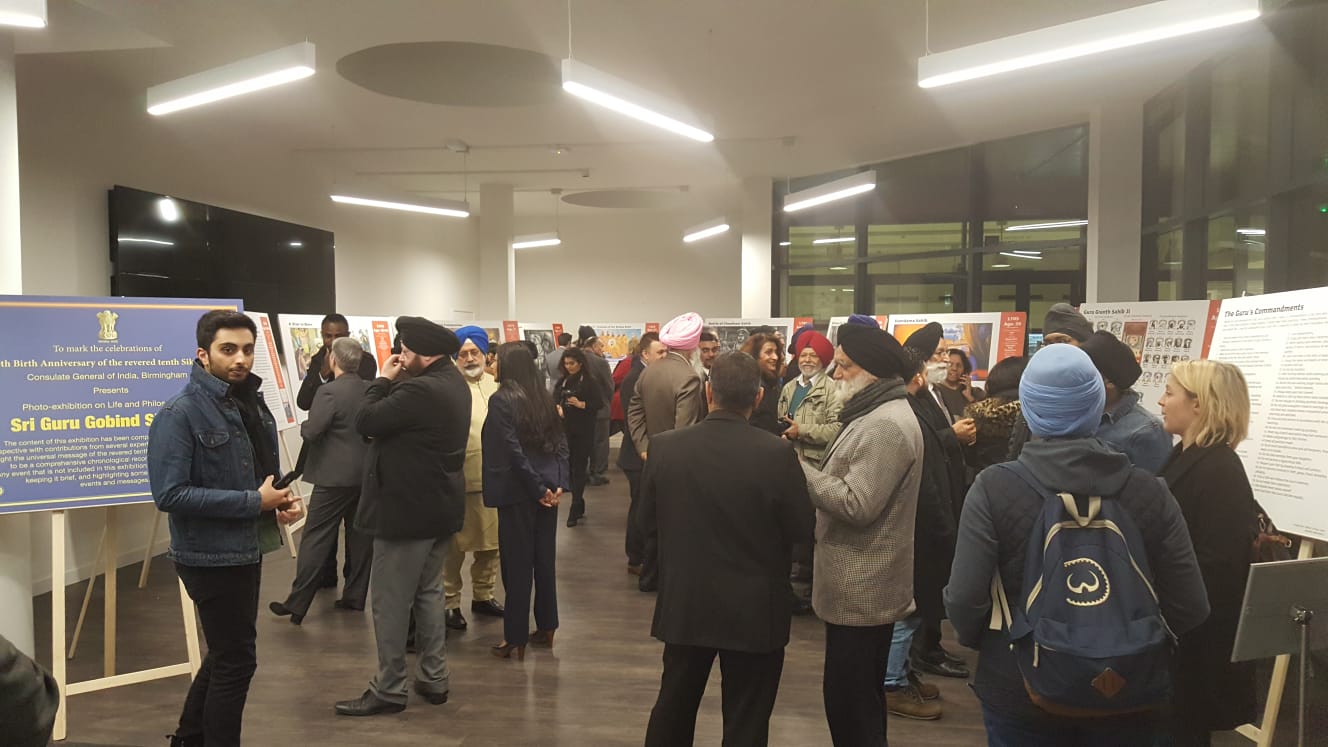 Darshan Singh Tatla at an exhibition at the Wolverhampton University