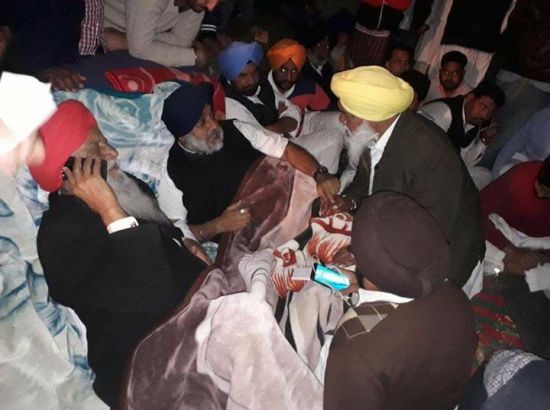 Sukhbir Singh Badal at a Dharna