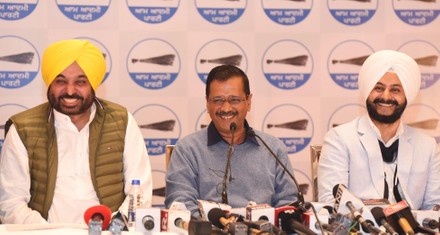 Delhi Chief Minister And AAP Chief Arvind Kejriwal Address Press Conference In Amritsar, Punjab, India - 23 Nov 2021