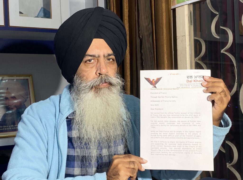 Kanwar Pal Singh with letter to French President